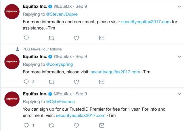 Equifax 使用的域名太不安全,以至于推特官号不小心发钓鱼网址给用户!